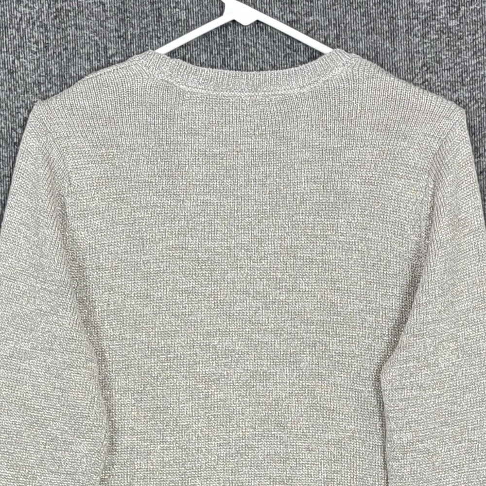 J. JILL Sweater Womens Medium Taupe Metalic Shimmer Long Sleeve Pullover - Picture 8 of 12